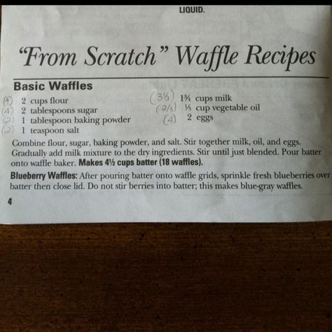 Waffle recipe. Can't wait to try my new waffle maker!!! :) Simple Waffle Mix Recipe, Waffle Recipe With Oil, Easy Simple Waffle Recipe, Light Waffle Recipe, Waffles Without Waffle Maker, Waffle Recipes Homemade Easy, Waffle Mix From Scratch, How To Make Waffle Mix Recipe, Diy Waffle Mix Recipes