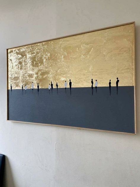 Large Gold Framed Art, Wall Art Gold Leaf, Acrylic Painting Wall, Acrylic Texture, Unique Wall Art Decor, Gold Art Painting, Acrylic Art Projects, Diy Abstract Canvas Art, Diy Canvas Wall Art