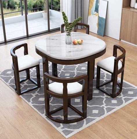 Karois CL22 Modern Minimalist Marble Home Rectangular Creative Solid Wood Round Dining Table|Dining Tables| - AliExpress Cheap Dining Tables, Space Saving Dining Table, Wooden Dining Table Designs, Small Table And Chairs, Dining Table Ideas, Comfortable Dining Chairs, Stone Plate, Table Marble, Dining Tables And Chairs