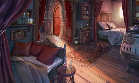 Fantasy Bedroom, Fantasy Rooms, Queen Room, Common Room, Fantasy Homes, Iron Bed, Fantasy Places, Fantasy Art Landscapes, 판타지 아트