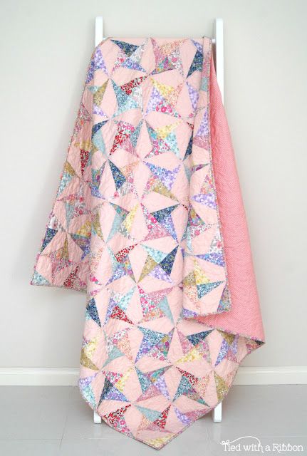 Tied with a Ribbon: An Alice Caroline Liberty Exclusives Confetti Quilt Liberty Quilt Pattern, Confetti Quilt Pattern, Tied With A Ribbon Quilt, Liberty London Quilt, Liberty Fabric Quilt, Pink Scrappy Quilts, Girls Patchwork Quilt, Checkerboard Quilt, Confetti Quilt