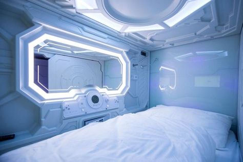 Capsule Hotel, Spaceship Interior, Futuristic Aesthetic, Family Cabin, Hotel Plan, Futuristic Interior, Cyberpunk Aesthetic, Hotel Services, Futuristic Design