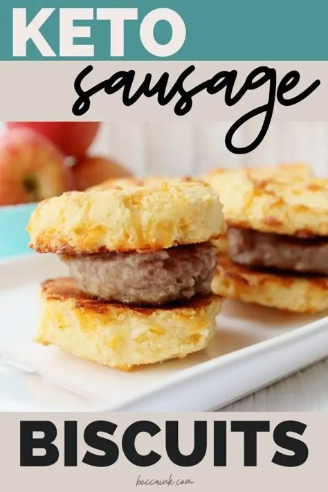 Keto Sausage And Biscuits Maebells, Low Carb Busicuts, Low Carb Breakfast Biscuits, Keto Sausage And Biscuits, Keto Sausage Biscuits, Keto Breakfast Biscuits, Low Carb Sausage Recipes, Breakfast Ideas Without Eggs, Dairy Free Biscuits