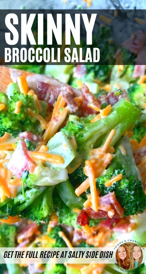 Low Carb Broccoli Salad With Bacon, Ww Broccoli Cauliflower Salad, Low Calorie Broccoli Salad, Crunchy Salad Recipes, Broccoli Salads, Ww Salads, Keto Broccoli Salad, Broccoli Salad With Bacon, Salty Side Dish