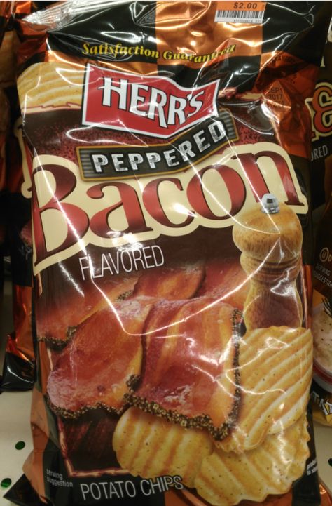 Herr's Peppered Bacon Chips Chips Astetic, Bacon Chips Keto, Potato Chips Aesthetic, Lays Ketchup Chips, Bacon Chips, Packaged Snacks, Potato Chips, Tortilla Chips, Fun Snacks