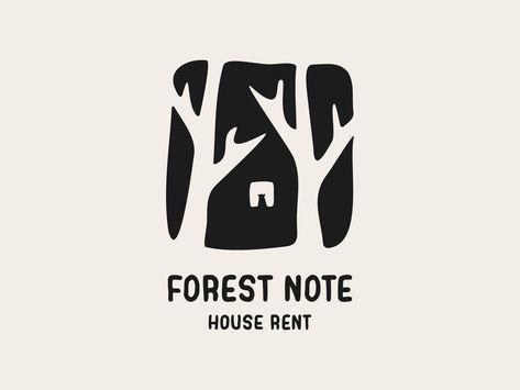 Forest note house rent by Batraz Dzida⭐ Forest Logo Design Ideas, Forest Branding, Cabin Logo, Airbnb Logo, House Logos, Forest Graphic, Forest Logo, Wood Branding, Sign Fonts