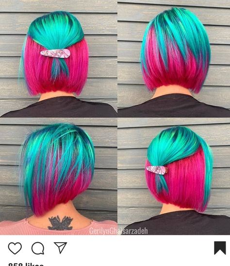 Kids Bob Haircut, Funky Hair Colors, Bob Hairstyle Ideas, Kids Bob, Fantasy Hair Color, Unicorn Hair Color, Vivid Hair, Hairstyle Ideas Easy, Blonde Pink