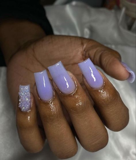 Cdg Nails Acrylic Short, Nails For Black Girls Acrylic, Purple And Silver Nails Short, Purple Acrylic Nails Square, Cdg Nails Acrylic, Short Medium Nails Acrylic, Silver Nails Short, Customize Nails, Nails Purple And Silver