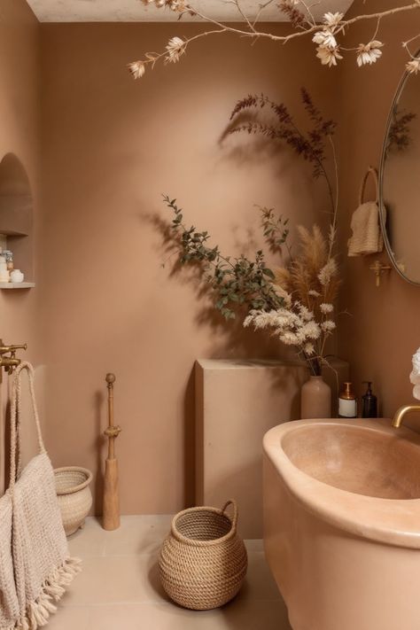 Transform your bathroom into a personal spa! This pin showcases earthy, cozy, and boho bathroom ideas for creating a serene retreat at home. The focus is on blending natural elements with eclectic touches for a relaxing escape. Cozy Bathrooms, Boho Bathrooms, Design A Bathroom, Boho Bathroom Ideas, Cozy Bathroom, Boho Bathroom, Soothing Colors, Natural Elements, Unique Decor