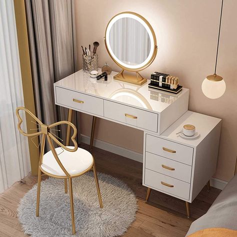 Dressing Table Ideas Bedroom, Dressing Table Ideas, Modern Dressing Table Designs, Dressing Table Modern, Girls Dressing Table, White Vanity Table, Small Dressing Table, Dressing Table Decor, White Dressing Tables