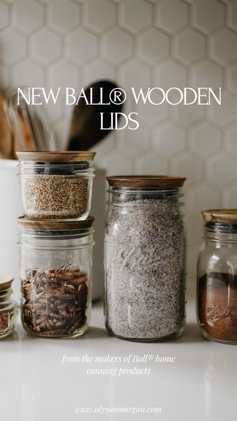 Mason Jar Kitchen Storage, Ball Wooden Lids, Pantry Containers Organization, Mason Jar Pantry Storage, Pantry Jars, Pantry Containers, Weck Jars, Wide Mouth Mason Jars, Large Pantry