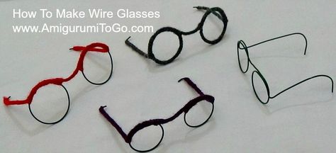 How To Make Wire Glasses For Dolls and Amigurumi ~ Amigurumi To Go Wire Glasses, Accessoires Barbie, Amigurumi Tutorial, Miniatures Tutorials, Doll Tutorial, Doll Eyes, 판타지 아트, Doll Crafts, Doll Hair