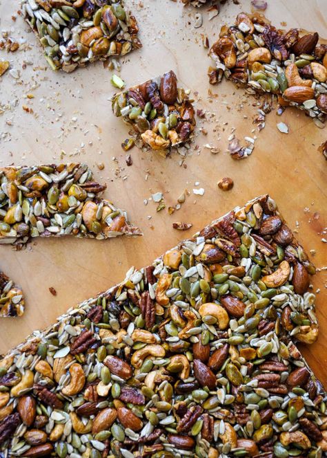 California Nut Bark - California Grown Recipes For Snacks, Healthy Snack Bars, Healthy Granola Bars, Brittle Recipes, Healthy Bars, Granola Healthy, Nut Recipes, Nuts And Seeds, Granola Recipes