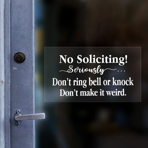 PRICES MAY VARY. What you get: the package includes 8 pieces funny no soliciting window sticker decals, enough for you to use, and you can also share them with your friends; Using our no soliciting stickers will reduce a lot of boring conversations, and your work and life won't be disturbed by unrelated people Keep unexpected visitors away: the funny no soliciting sticker is suitable for your family and business, which is a polite way to let unwanted people know that you are not interested in po Funny No Soliciting Sign Front Doors, No Soliciting Sign Svg Free, No Soliciting Door Hanger, No Soliciting Sign Ring Doorbell, No Soliciting Front Door Decal, Funny No Soliciting Sign, Weird Stickers, Fundraising Activities, No Soliciting