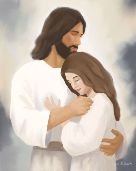 God Hugging Girl, Paintings Of Jesus Christ, Paintings Of Jesus, Picture Of Jesus Christ, Jesus Hugging, Picture Of Jesus, Lds Artwork, Free Printable Quotes, Jesus Girl