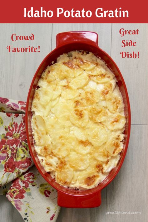 This potato au gratin casserole is easy to prepare and always a hit and a casserole you can make the day ahead! #potatocasserole #augratin #casserole #idahopotatoes Potato Au Gratin, Au Gratin Potatoes, Gratin Potatoes, Bulan Puasa, Vegetarian Chicken, Healthy Potato Recipes, Idaho Potatoes, Gratin Dish, Healthy Fitness Meals