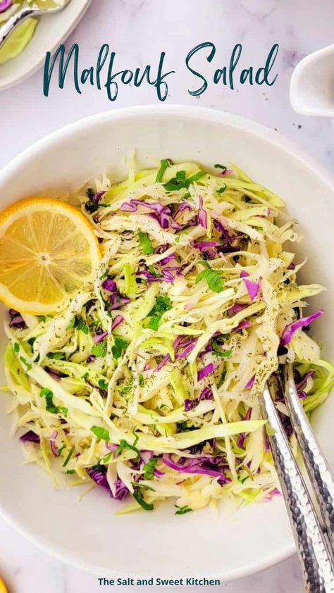 Cabbage Salad, red cabbage Salad and green. Malfouf Salad, Recovery Recipes, Mujadara Recipe, Lebanese Lentil Soup, Lebanese Restaurant, 15 Bean Soup, Red Cabbage Salad, Baba Ghanoush, Small Cabbage