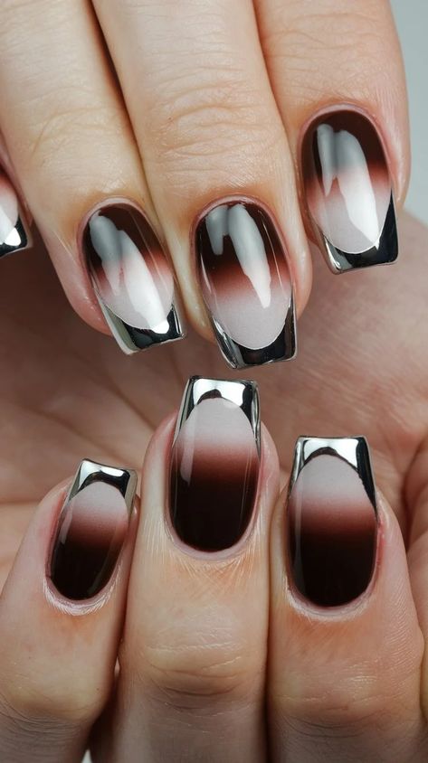 11 Stunning Chocolate Chrome Nail Designs for a Luxe Fall Look - The Product Guide Short Nails Classy, Brown Short Nails, Chocolate Chrome Nails, Chocolate Chrome, Chrome Nail Designs, Ombre Chrome Nails, Espresso And Cream, Chrome Nails Designs, Gel Overlay