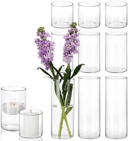 Floating Candle Holders, Glass Vases Centerpieces, Floating Candle Centerpieces, Hosting Ideas, Glass Cylinder Vases, Floating Candle, Flower Candle Holder, Clear Vases, Glass Flower Vases