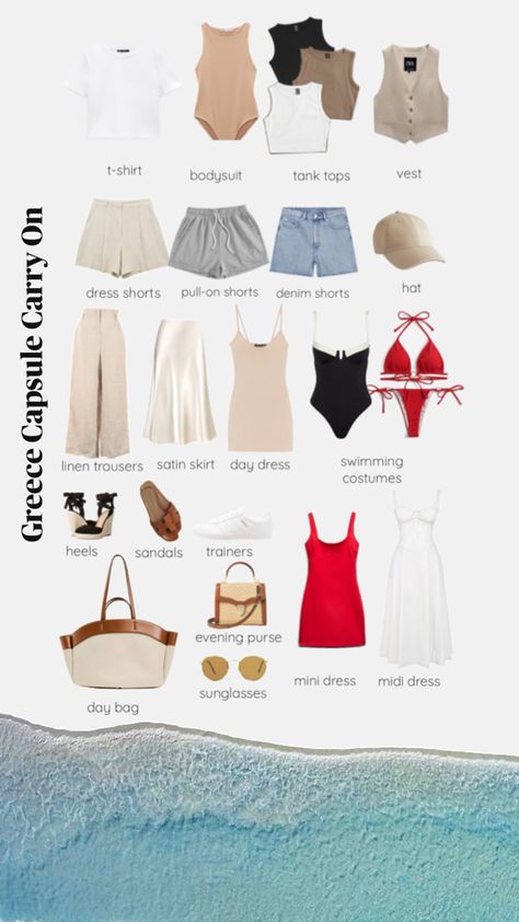 Greece Capsule Wardrobe, Greece Summer Outfits, Soft Summer Fashion, Travel Capsule Wardrobe Summer, Autumn Capsule Wardrobe, Tourist Outfit, French Capsule Wardrobe, Casual Weekend Style, Capsule Wardrobe Women