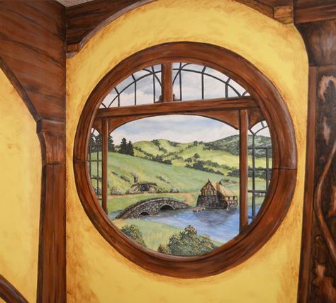 hobbit window Window Wall Mural, Hobbit Door, Wall Murals Diy, Big Backyard, Hobbit Hole, Door Murals, Hobbit House, Diy Window, Door Stickers