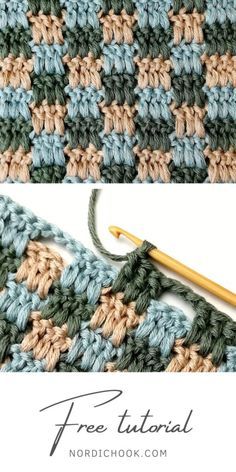 The interlocking block stitch - Nordic Hook - Free crochet stitch tutorial Scrap Crochet Blanket, Crochet Block Stitch, Crafting Hobbies, Block Stitch, Crochet Stitch Tutorial, Yarn Ideas, Scrap Yarn, Knit Projects, Crochet Blanket Designs