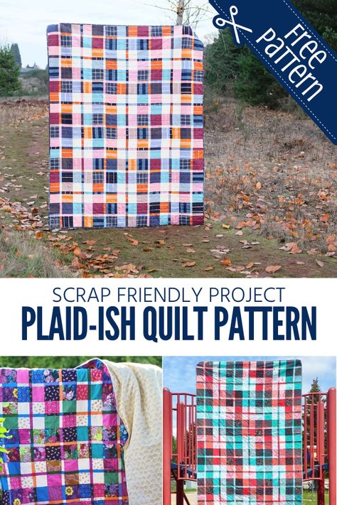 Plaidish Quilt, Flannel Quilt Patterns, Sewing With Scraps, Fox Sewing, Fox Sewing Pattern, Patchwork Pouch, Plaid Flannel Shirts, Gingham Quilt, Tutorial Sewing