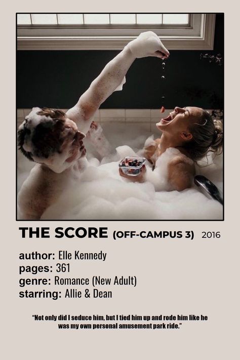 Allie And Dean The Score, The Score Aesthetic, Off Campus Fanart, Dean Dilaurentis, Off Campus Series, Campus Aesthetic, Book Scrapbooking, Books Posters, Book Poster