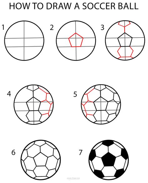 How to Draw a Soccer Ball Step by Step Drawing Tutorial with Pictures | Cool2bKids �Футбол Рисунки, Draw A Soccer Ball, Soccer Drawing, Sports Drawings, Football Drawing, Ball Drawing, Soccer Birthday, Soccer Poster, Soccer Party