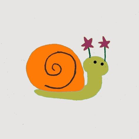 Widget Drawing Ideas, Snail Drawing Cute, Snail Pfp, Silly Paintings, Cute Snail Drawings, Snail Doodle, Snail Cute, Snail Drawing, Funky Illustrations