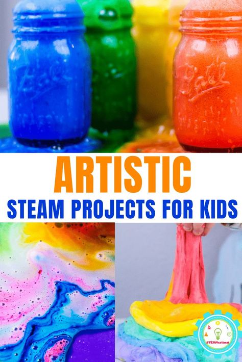 These STEM art projects provide a fun STEM-focused way to learn art and design. These bright and colorful STEAM activities for kids put the art into STEAM! Stem Art Projects, Steam Art Projects, Steam Projects For Kids, Storybook Village, Steam Activities For Kids, Summer Stem Activities, Stem Art, Steam Art, Classroom Science