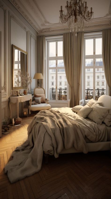 Parisian Style Interior, Parisian Interior Design, Architecture Windows, Parisian Bedroom, Parisian Interior, Paris Home, Parisian Apartment, Window Bed, Dream Rooms