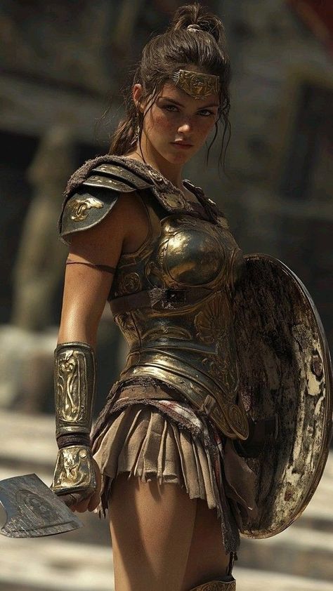 Spartan Warrior Aesthetic, Gladiator Outfit Woman, Gladiator Aesthetic Woman, Spartan Woman Warrior, Greek Armor Female, Female Gladiator Art, Gladiator Costume Women, Greek Warrior Woman, Female Greek Warrior