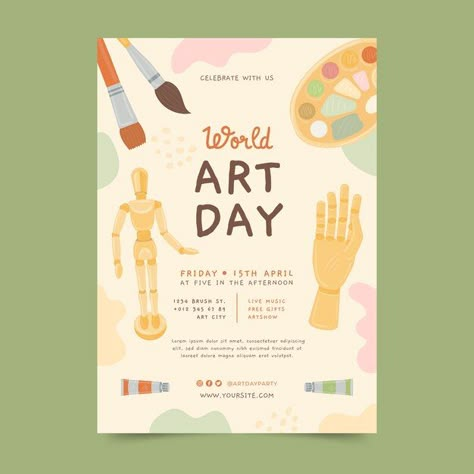 Marketing Design Poster, Art School Poster Design, Art Day Poster, Poster For Art Classes, Poster Layout Template, Club Poster Ideas Schools, Invite Poster, Flat Poster Design, Posters School