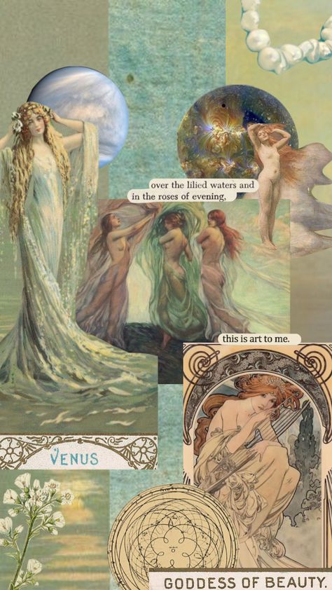 venus series 3/3 #art #arthistory #goddess #aesthetic #collage #moodboard #ocean #series Venus Costume Goddesses, Venus Art Goddesses, Venus Goddess Aesthetic, Earth Goddess Aesthetic, Venus Costume, Goddess Collage, Lady Aphrodite, Venus Aesthetic, Venus Planet