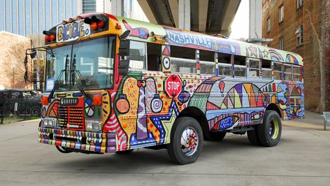 Vans Painted, Converted Bus, Old School Bus, Bus Art, Outdoor Restaurant Design, Human Capital, Bus Living, School Bus Conversion, Hippie Bus