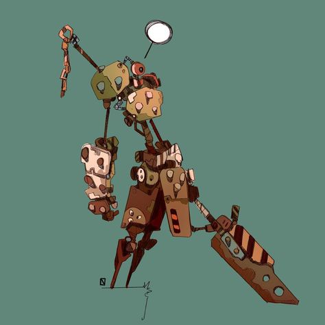 Robot Concept Art Drawing, Robot Sketch Concept Art, Robots Concept Art, Robot Concept Art Cute, Robots Art Drawing, Junk Robot Concept Art, Robot Drawing, Gareth Davies, Robot Designs