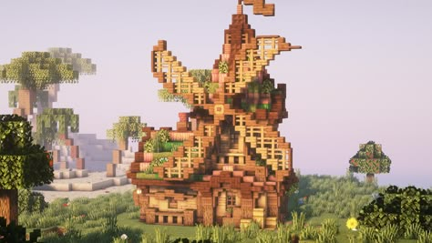 Minecraft Windmill House, Cute Minecraft Windmill, Minecraft Windmill Interior, Minecraft Mini Windmill, Windmill In Minecraft, Minecraft Cottagecore Windmill, Windmill Minecraft, Minecraft Mountain, Windmill House