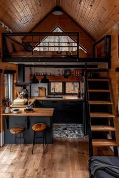 Loft House Design, Desain Pantry, Small House Layout, Tiny House Loft, Tiny House Layout, Tiny House Inspiration, Loft House, Tiny Cabin, A Frame House