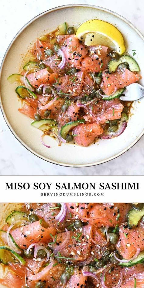 Sashimi Bowl, Soy Salmon, Sashimi Recipe, Salmon Sashimi, Sushi Recipes, Idee Pasto Sano, Dinner Recipes For Family, Fish Dishes, Sea Food