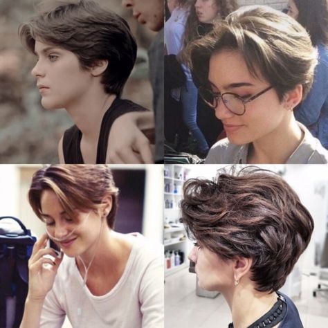 Gender Neutral Short Hair, Short Gender Neutral Haircuts, Hairstyles Gender Neutral, Gender Neutral Hair, Long Layered Pixie, Gender Neutral Haircuts, Fire Haircut, Gender Euphoria, Layered Pixie Cut