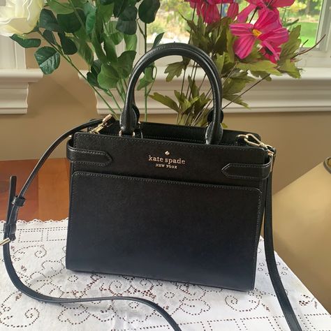 Brand New With Tag Kate Spade Medium Staci Satchel. Black Color. Comes With Removable Strap. Kate Spade Staci Medium Satchel, Kate Spade Staci Small Satchel, Kate Spade Purse Outfit, Kate Spade Staci, Purse Outfit, Kate Spade Satchel, Luxury Bags Collection, Kate Spade Shoulder Bag, Vintage Kate Spade