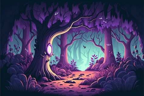 Haunted Forest Background, Halloween Wallpaper Landscape Format, Fantasy Background Illustration, Spooky Forest Background, Cartoon Horror Background, Scary Forest Illustration, Spooky Forest Illustration, Mystical Forest Drawing, Scary Forest Background