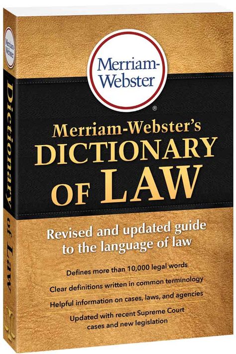 Merriam-Webster's Dictionary of Law cover Law Dictionary Words, Books For Lawyers Law Students, Llb Law Study Books, Identity Fraud, Merriam Webster, Webster Dictionary, Stefan Zweig, Law Books, Free Pdf Books