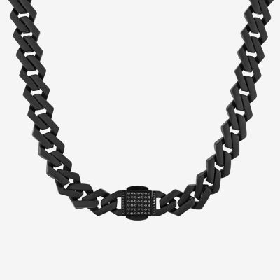 Helzberg Diamonds, Link Chain Necklace, Black Diamonds, Black Stainless Steel, Chain Link Necklace, Necklace Sizes, Link Necklace, Stainless Steel Chain, Chain Pendants