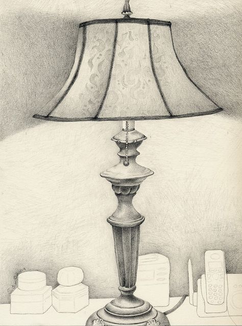 EDM #2 Draw a Lamp | The lamp on my nightstand. Graphite on … | Flickr Lamp Drawing Design, Lamp Sketch Drawings, Lamp Art Draw, Lamp Design Drawing, Lamp Doodle, Pencil Lamp, Drawing Lamp, Lamp Drawing, Still Life Sketch