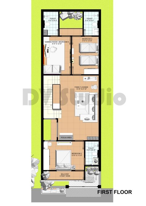 Two Stairs House, 20x60 House Plans, Spacious House Plans, Plot Design, Stairs House, Town House Plans, 10 Marla House Plan, Home Map Design, 20x30 House Plans