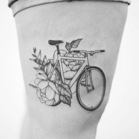 Bicycle Tattoo For Women, Bycicle Tatoos, Bike Tattoo Ideas, Tattoo Bike, Cycling Tattoo, Snail Tattoo, Mountain Bike Tattoo, Bike Tattoo, Gear Tattoo