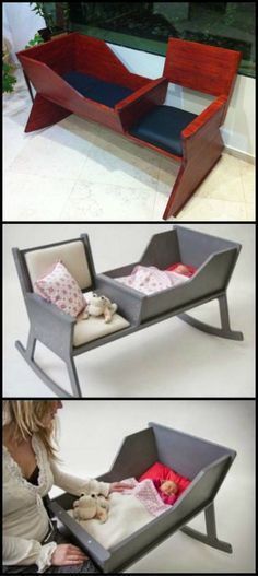 Baby Cradle Plans, Diy Rocking Chair, Baby Rocking Chair, Diy Crib, Painting Board, Baby Cradle, Baby Room Furniture, Rocking Chairs, Baby Diy