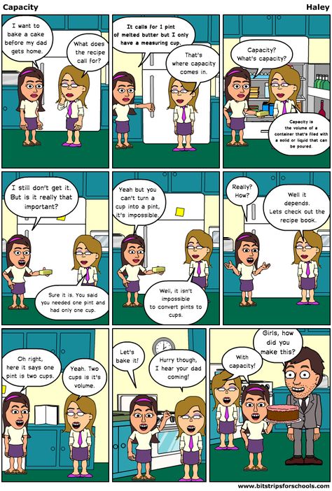 Capacity Math Comic School Comic Strip, Maths Joke, Capacity Maths, Math Comics, Math Drawing, Nutrition Classes, Life Comics, Math Jokes, Math Projects